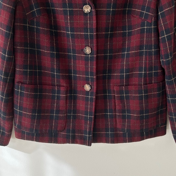 Vintage White Stag Plaid Wool Blazer - Picture 6 of 16